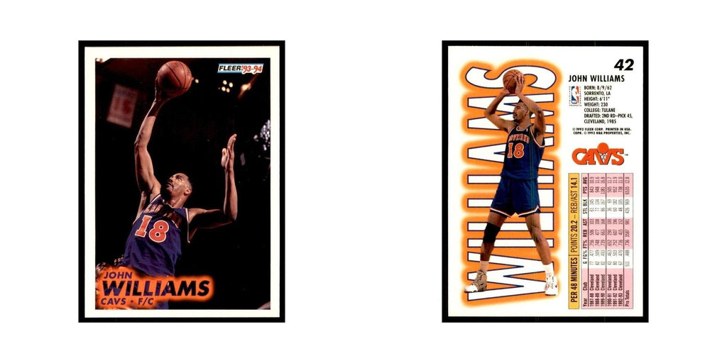 1993 Fleer. John Williams Basketball Cards #42
