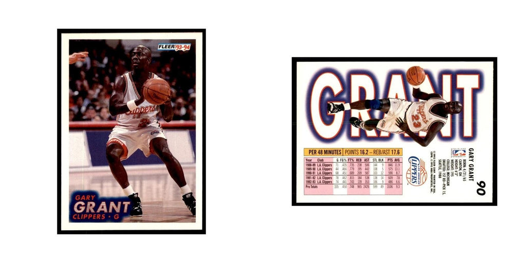 1993 Fleer. Gary Grant Basketball Cards #90