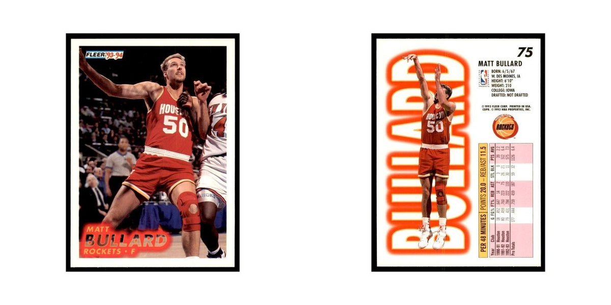 1993 Fleer. Matt Bullard Basketball Cards #75