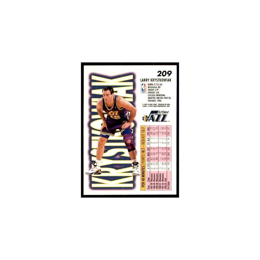 1993 Fleer. Larry Krystkowiak Basketball Cards #209