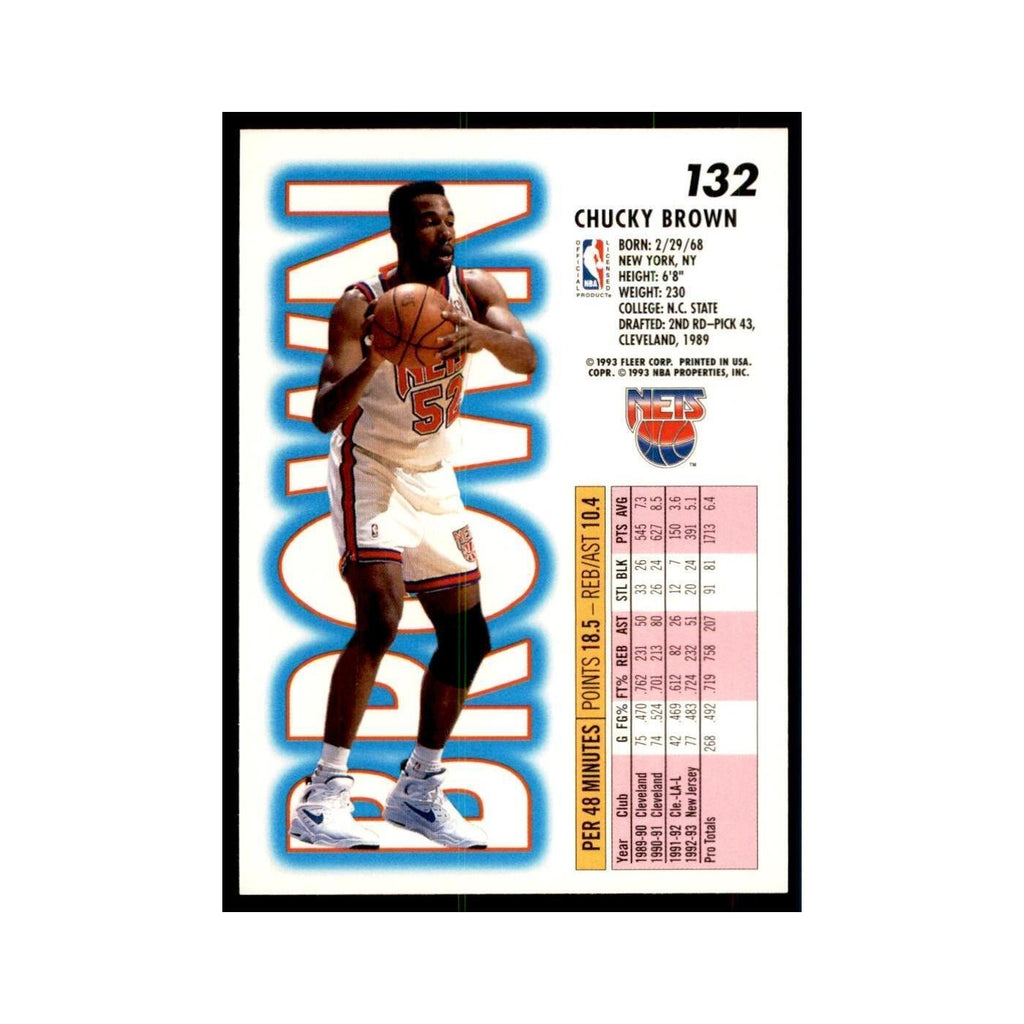 1993 Fleer. Chucky Brown Basketball Cards #132