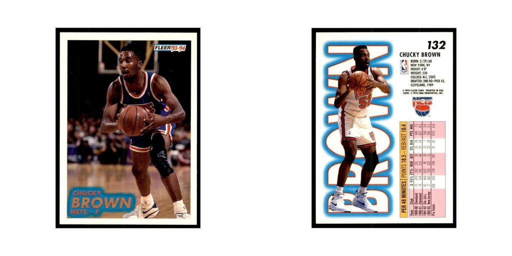 1993 Fleer. Chucky Brown Basketball Cards #132