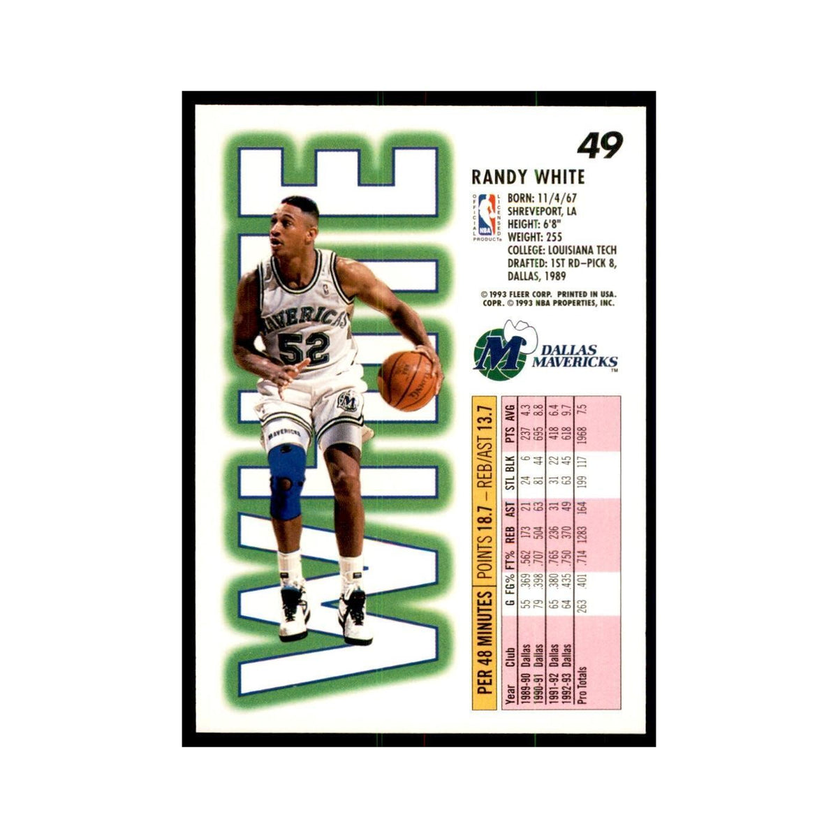 1993 Fleer. Randy White Basketball Cards #49
