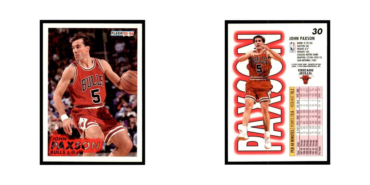 1993 Fleer. John Paxson Basketball Cards #30
