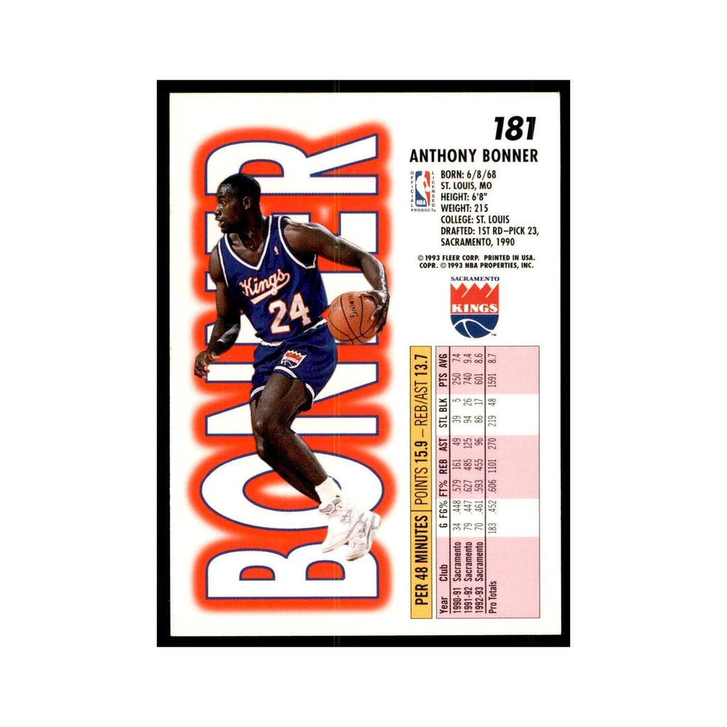 1993 Fleer. Anthony Bonner Basketball Cards #181