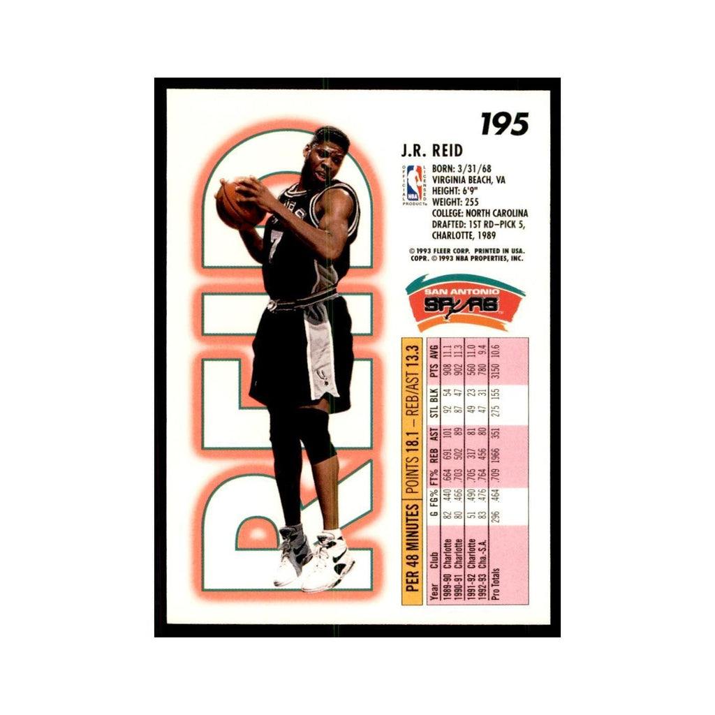 1993 Fleer. J.R. Reid Basketball Cards #195