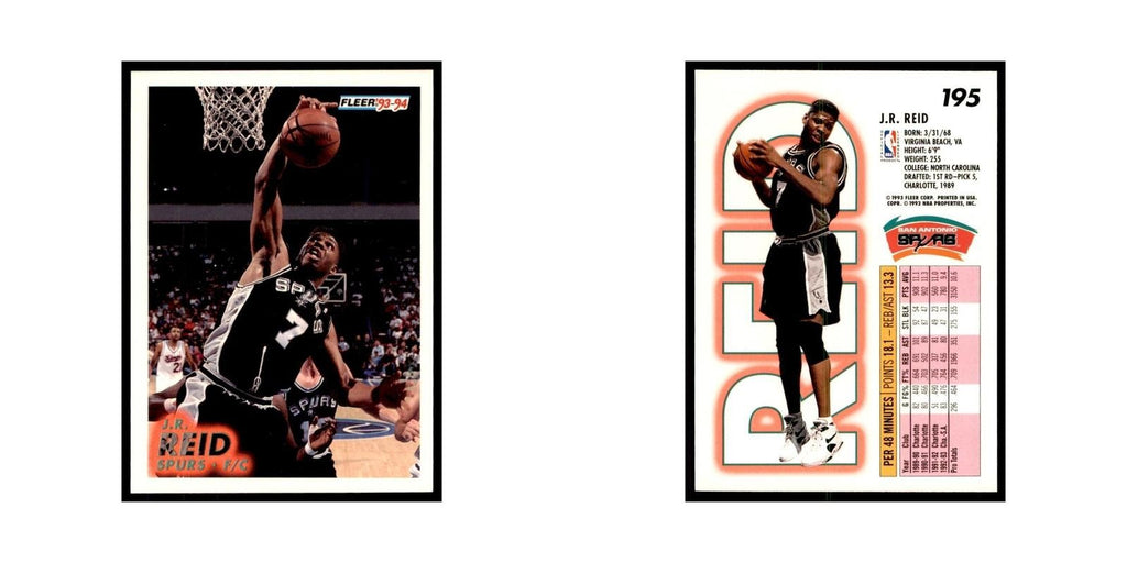 1993 Fleer. J.R. Reid Basketball Cards #195