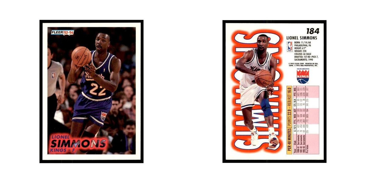 1993 Fleer. Lionel Simmons Basketball Cards #184