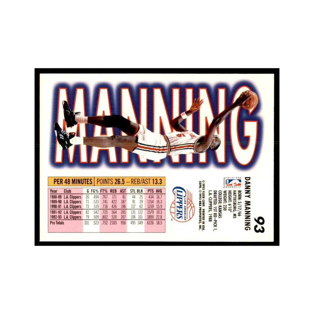 1993 Fleer. Danny Manning Basketball Cards #93