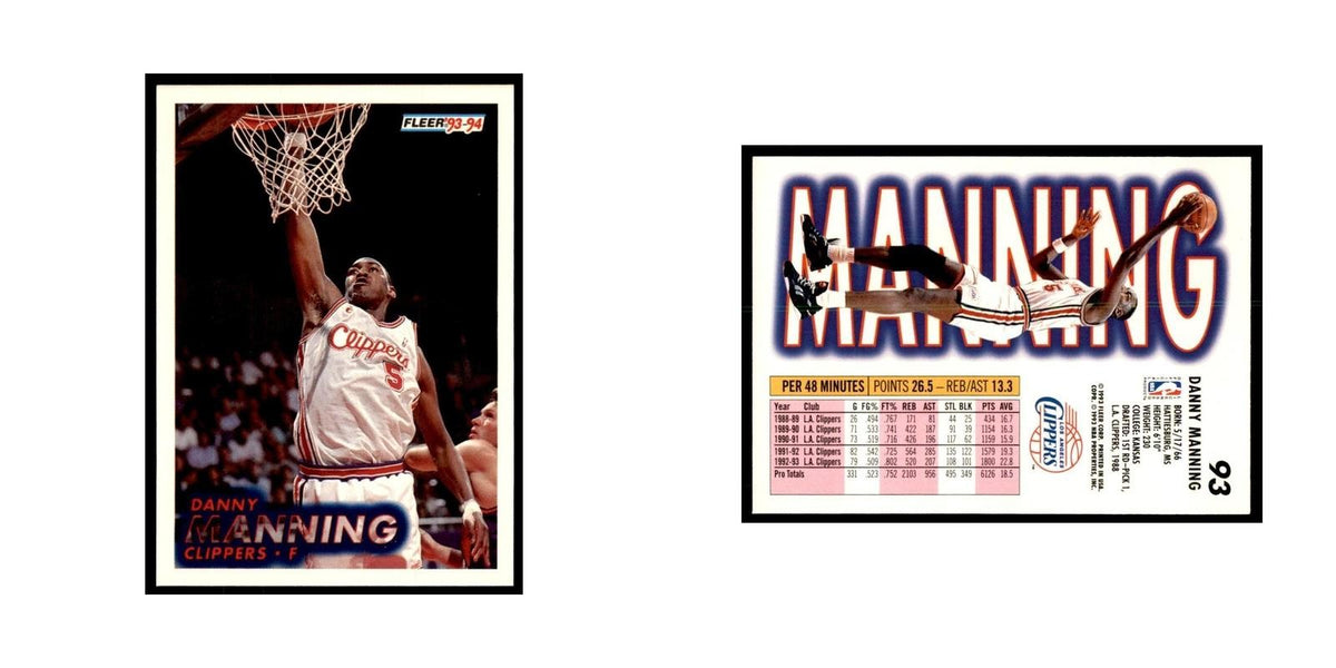 1993 Fleer. Danny Manning Basketball Cards #93