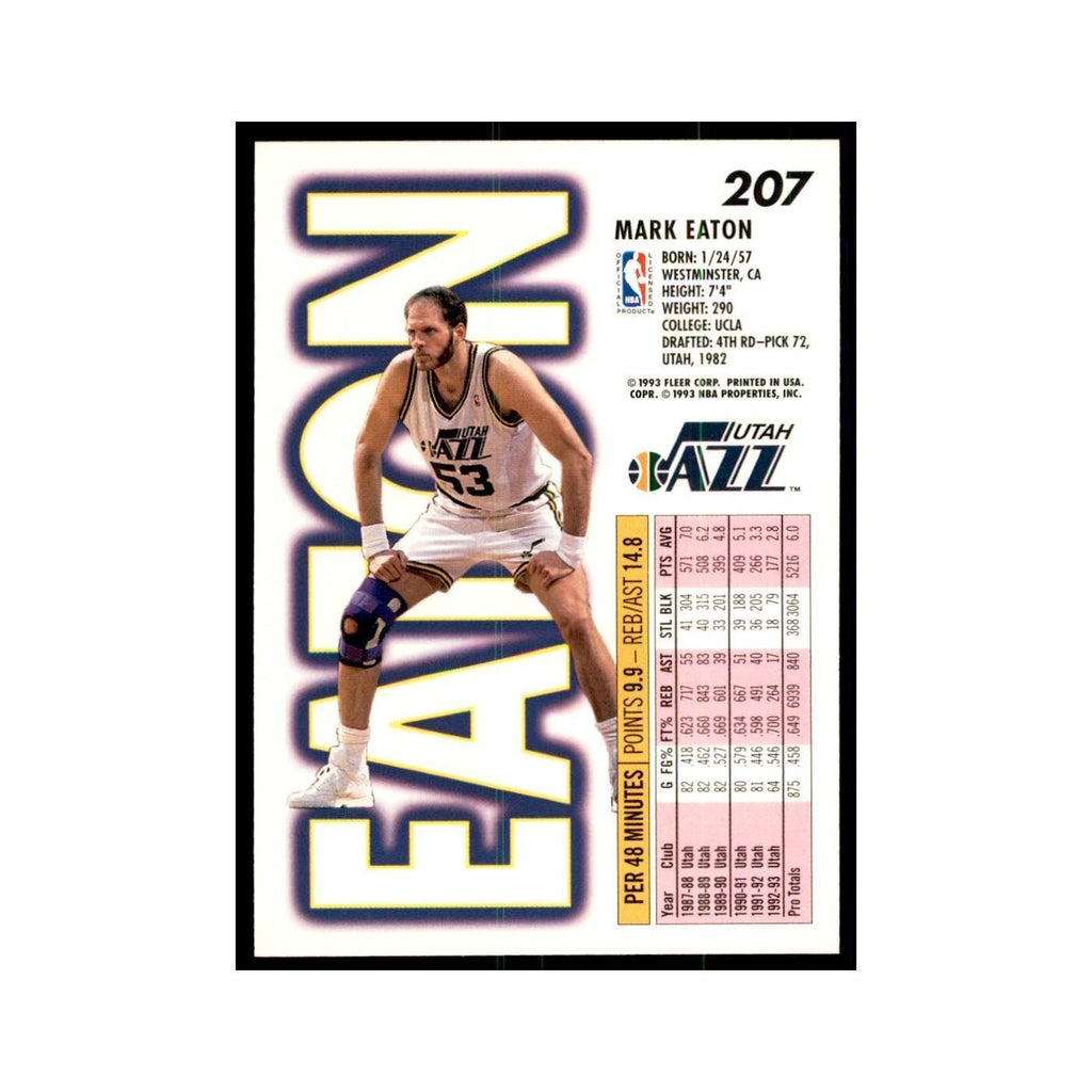1993 Fleer. Mark Eaton Basketball Cards #207