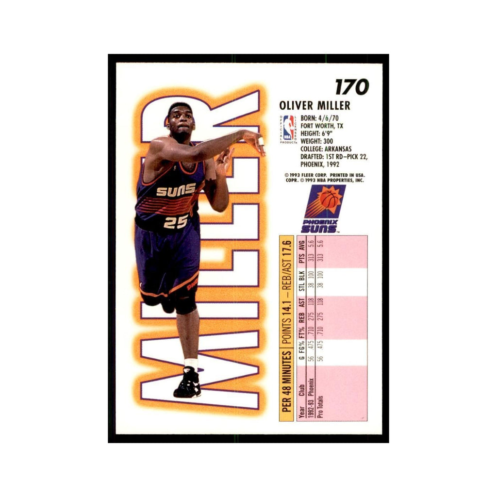1993 Fleer. Oliver Miller Basketball Cards #170