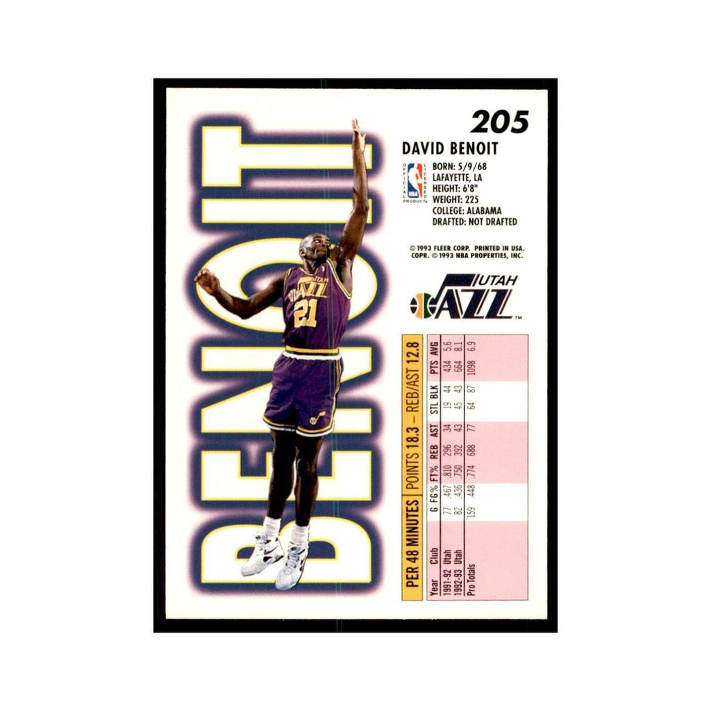 1993 Fleer. David Benoit Basketball Cards #205