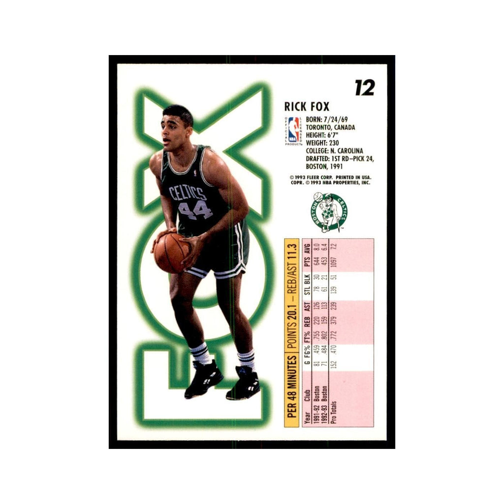 1993 Fleer. Rick Fox Basketball Cards #12