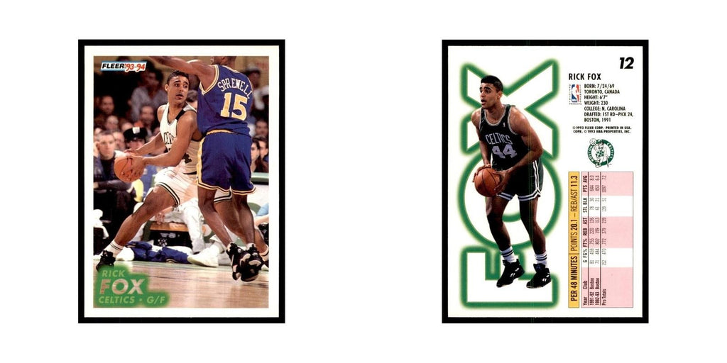 1993 Fleer. Rick Fox Basketball Cards #12