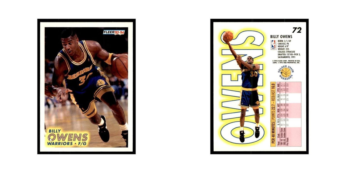 1993 Fleer. Billy Owens Basketball Cards #72