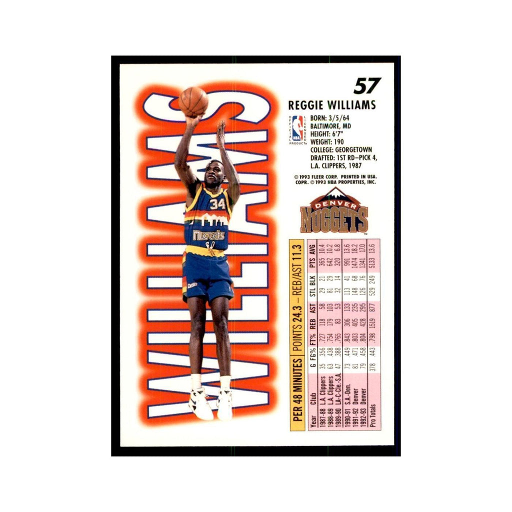 1993 Fleer. Reggie Williams Basketball Cards #57