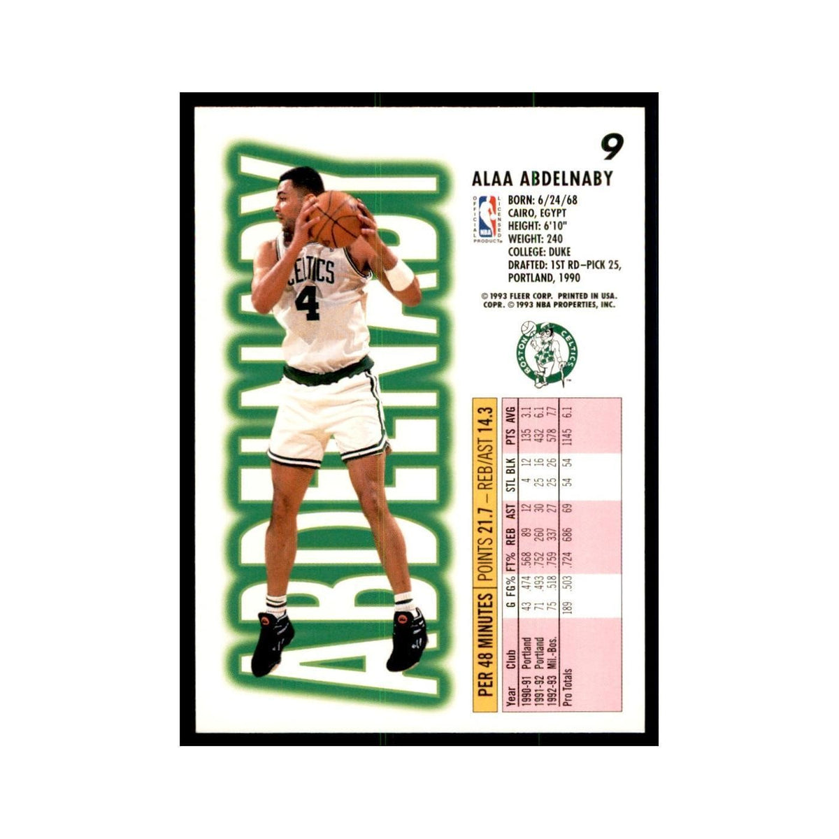 1993 Fleer. Alaa Abdelnaby Basketball Cards #9