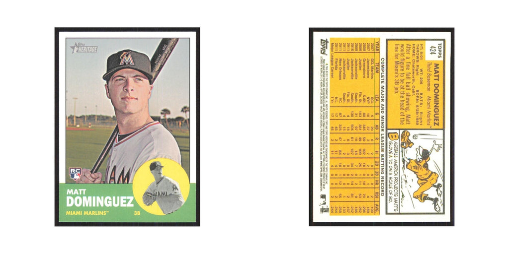 Matt Dominguez Rookie 2012 Topps Heritage #424 Miami Marlins Baseball Card NM