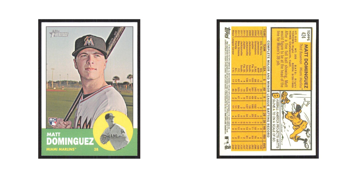 Matt Dominguez Rookie 2012 Topps Heritage #424 Miami Marlins Baseball Card NM