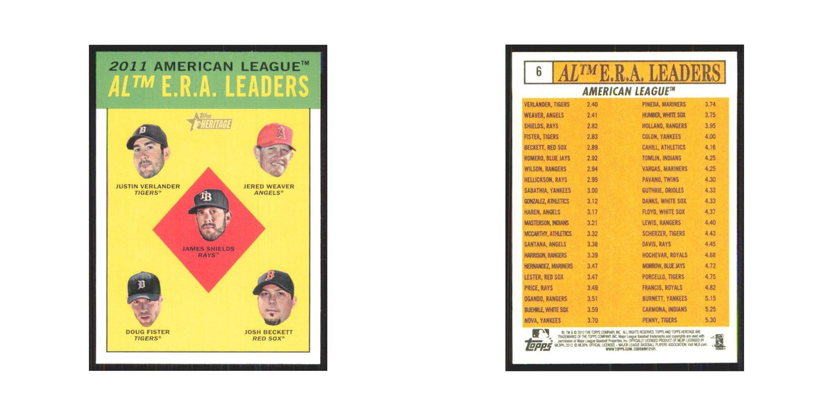 Justin Verlander Jered Weaver James Shields Doug Fister Josh Beckett 2012 #6 NM