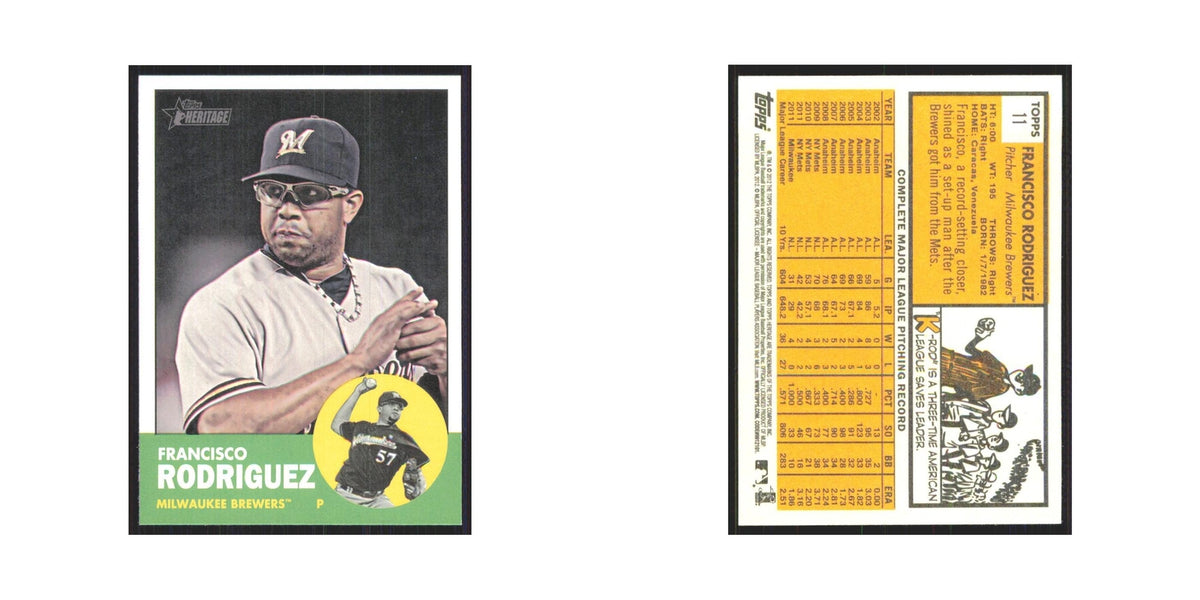 Francisco Rodriguez 2012 Topps Heritage #11 Milwaukee Brewers Baseball Card NM