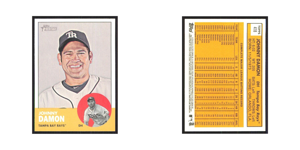 Johnny Damon 2012 Topps Heritage #418 Tampa Bay Rays Baseball Card NM