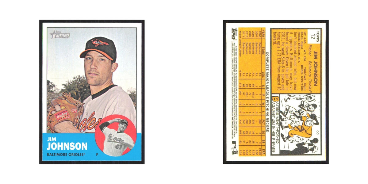 Jim Johnson 2012 Topps Heritage #12 Baltimore Orioles Baseball Card NM