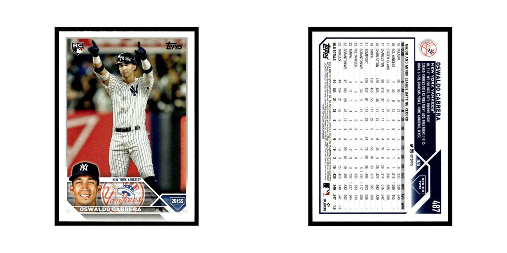 Oswaldo Cabrera Rookie 2023 Topps #487 New York Yankees Baseball Card NM