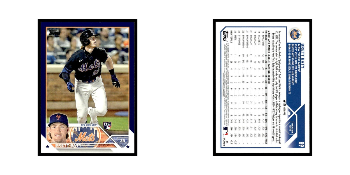 Brett Baty Rookie 2023 Topps #89 New York Mets Baseball Card NM