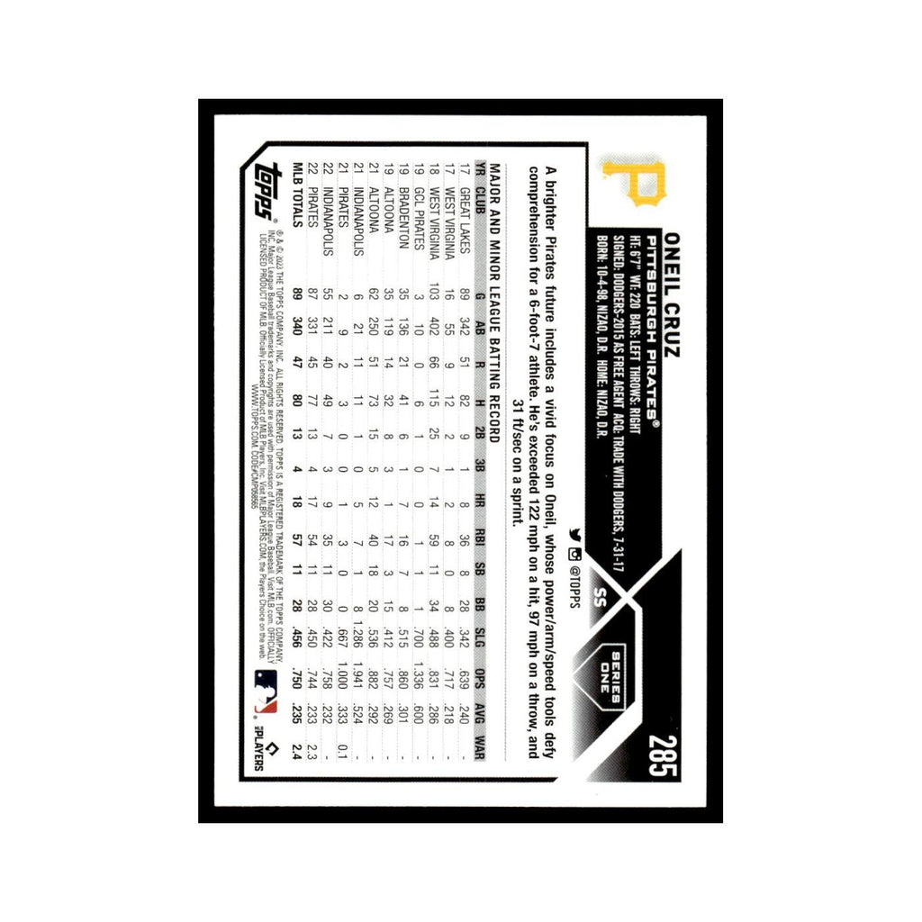 Oneil Cruz 2023 Topps #285 Pittsburgh Pirates Baseball Card NM
