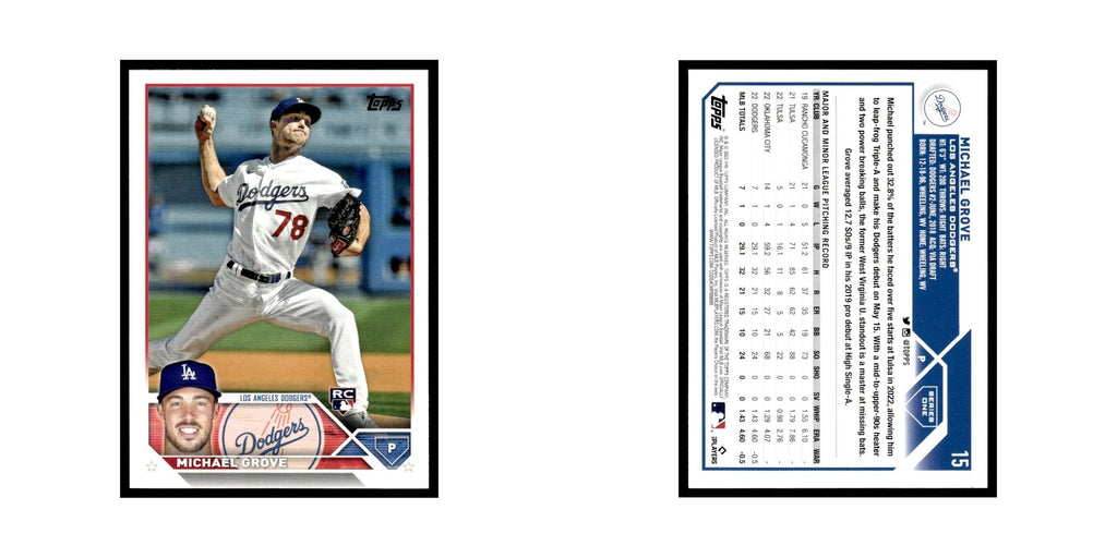 Michael Grove Rookie 2023 Topps #15 Los Angeles Dodgers Baseball Card NM
