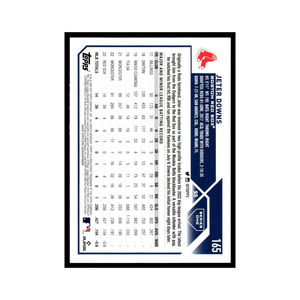 Jeter Downs Rookie 2023 Topps #165 Boston Red Sox Baseball Card NM