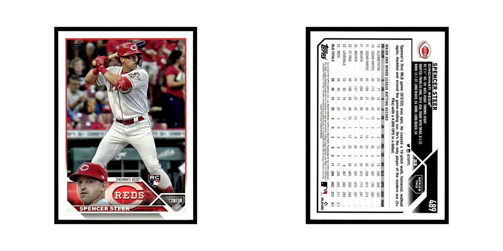 Spencer Steer Rookie 2023 Topps #489 Cincinnati Reds Baseball Card NM