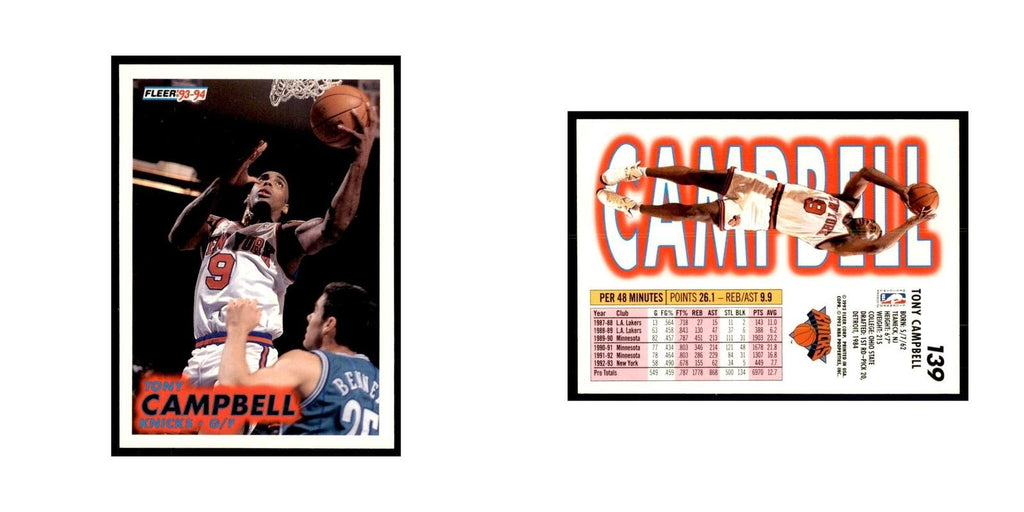 1993 Fleer: Tony Campbell Basketball Cards #139