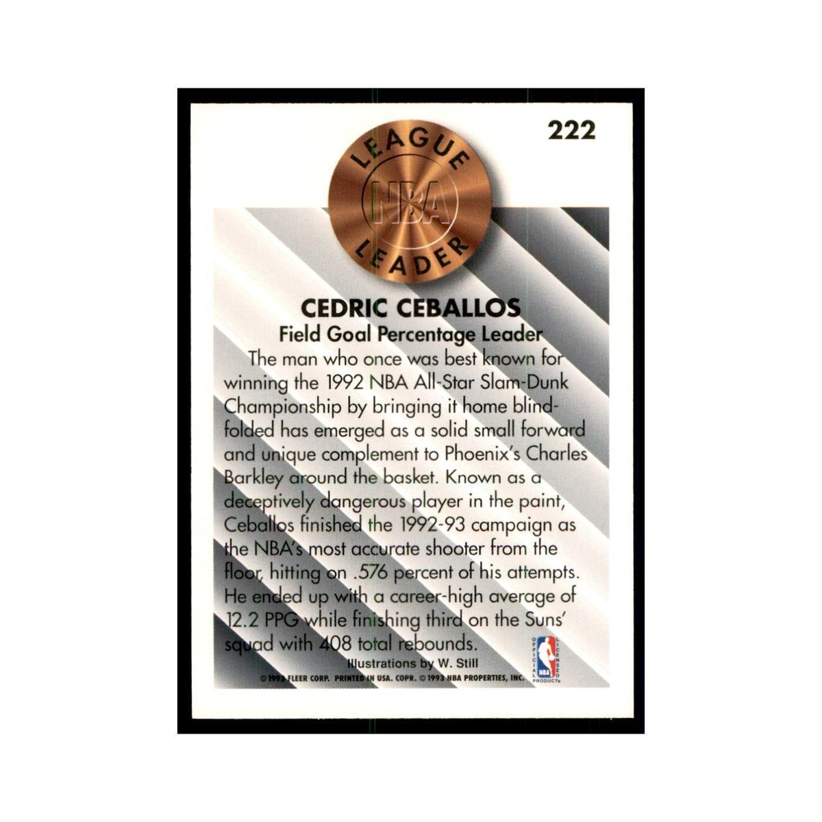 1993 Fleer: Cedric Ceballos Basketball Cards #222
