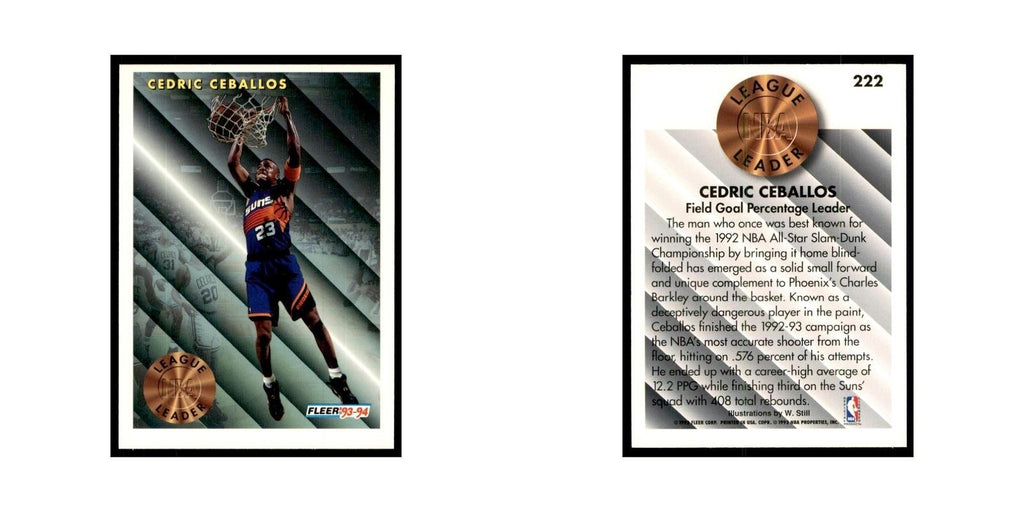 1993 Fleer: Cedric Ceballos Basketball Cards #222