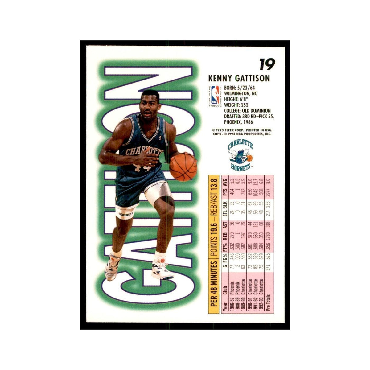 1993 Fleer: Kenny Gattison Basketball Cards #19