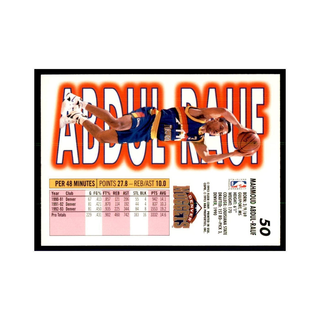 1993 Fleer: Mahmoud Abdul-Rauf Basketball Cards #50