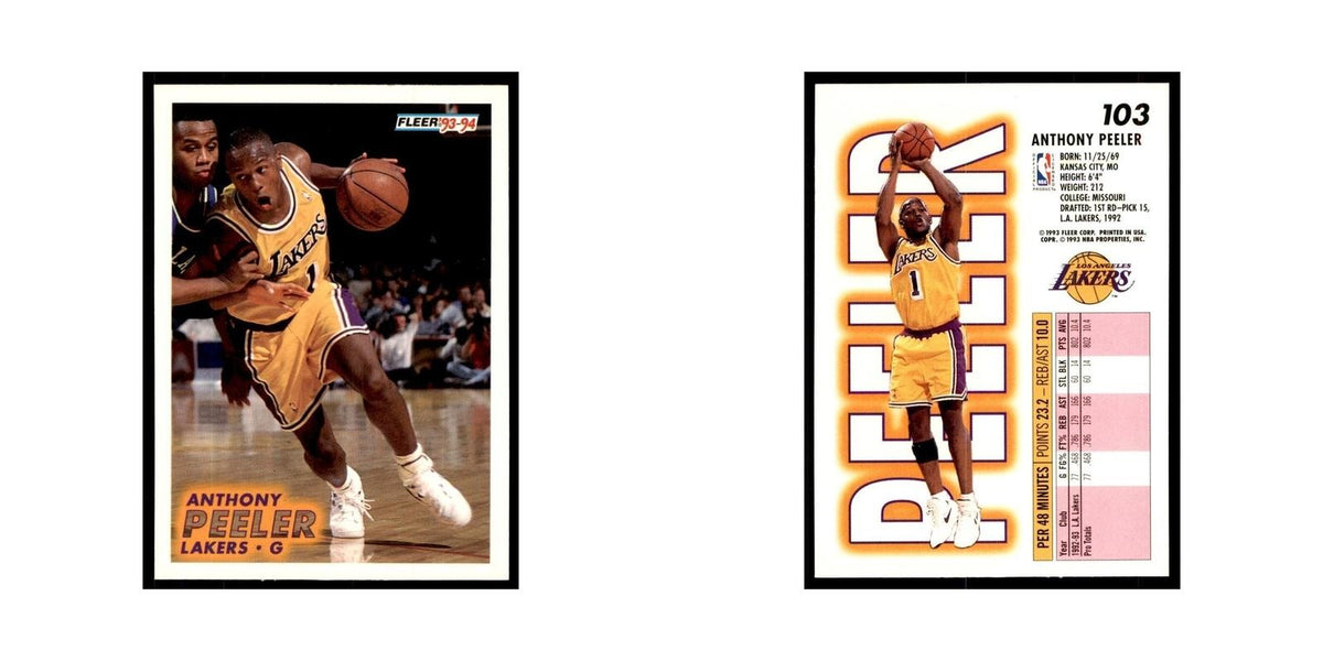 1993 Fleer: Anthony Peeler Basketball Cards #103