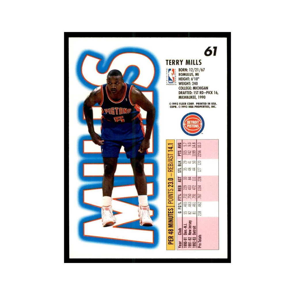 1993 Fleer: Terry Mills Basketball Cards #61