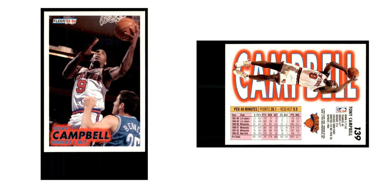 1993 Fleer: Tony Campbell Basketball Cards #139