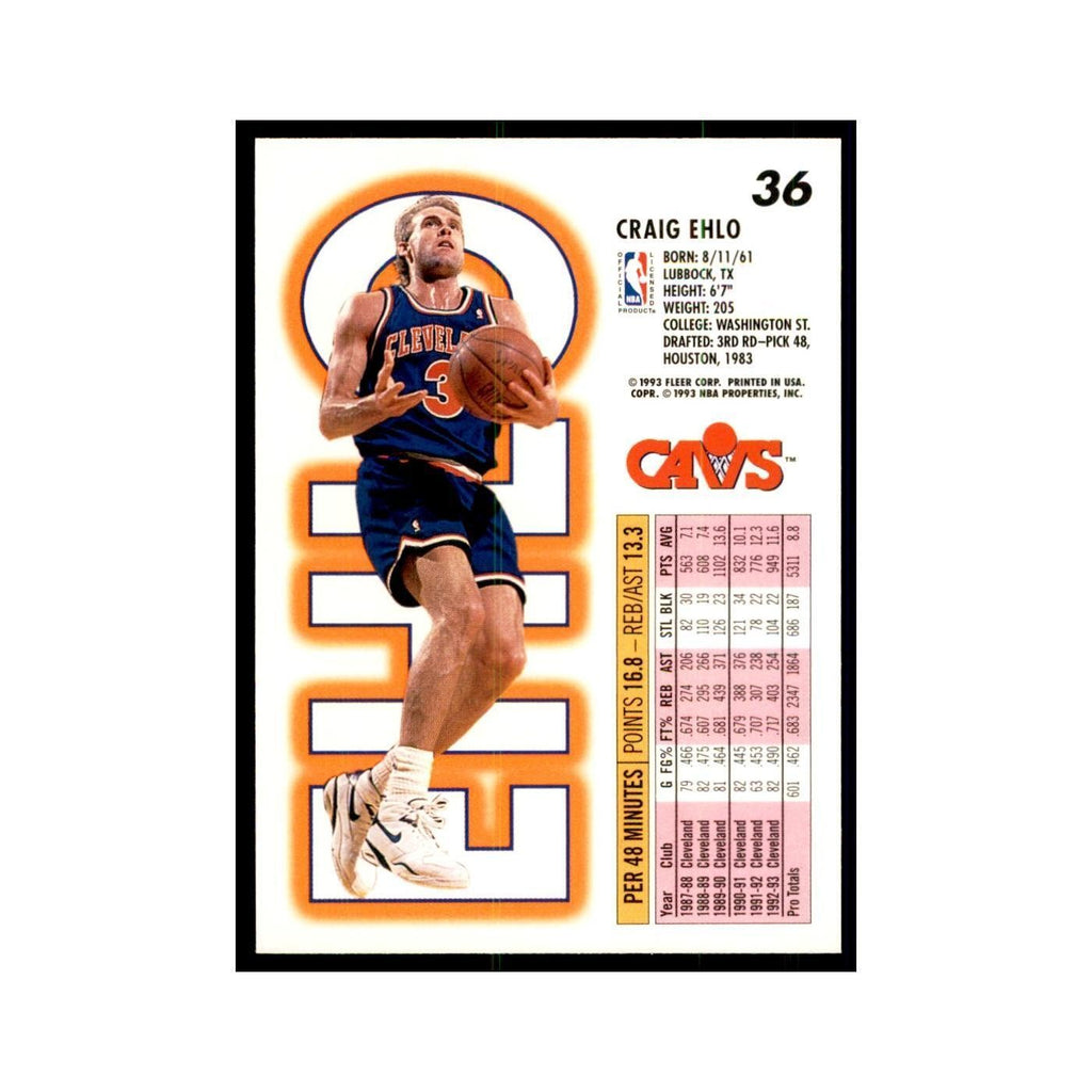 1993 Fleer: Craig Ehlo Basketball Cards #36