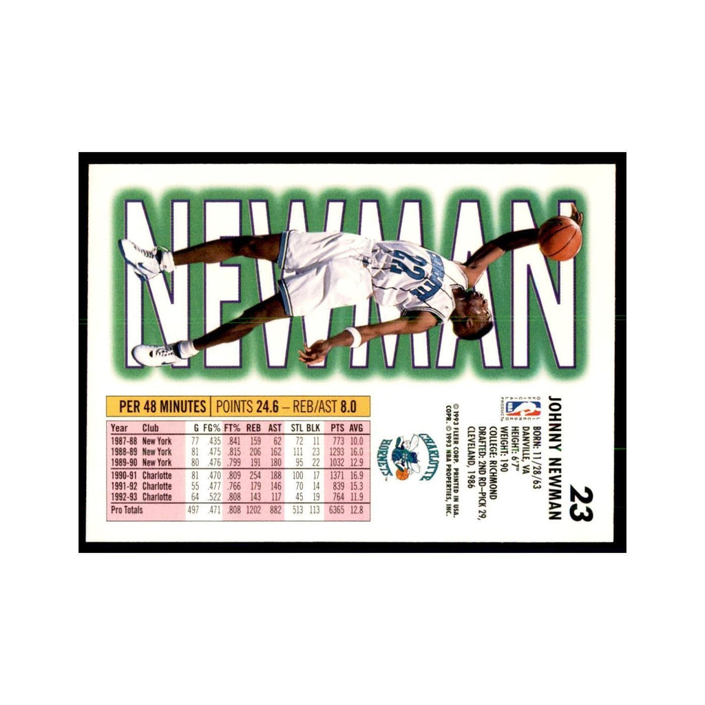 1993 Fleer: Johnny Newman Basketball Cards #23