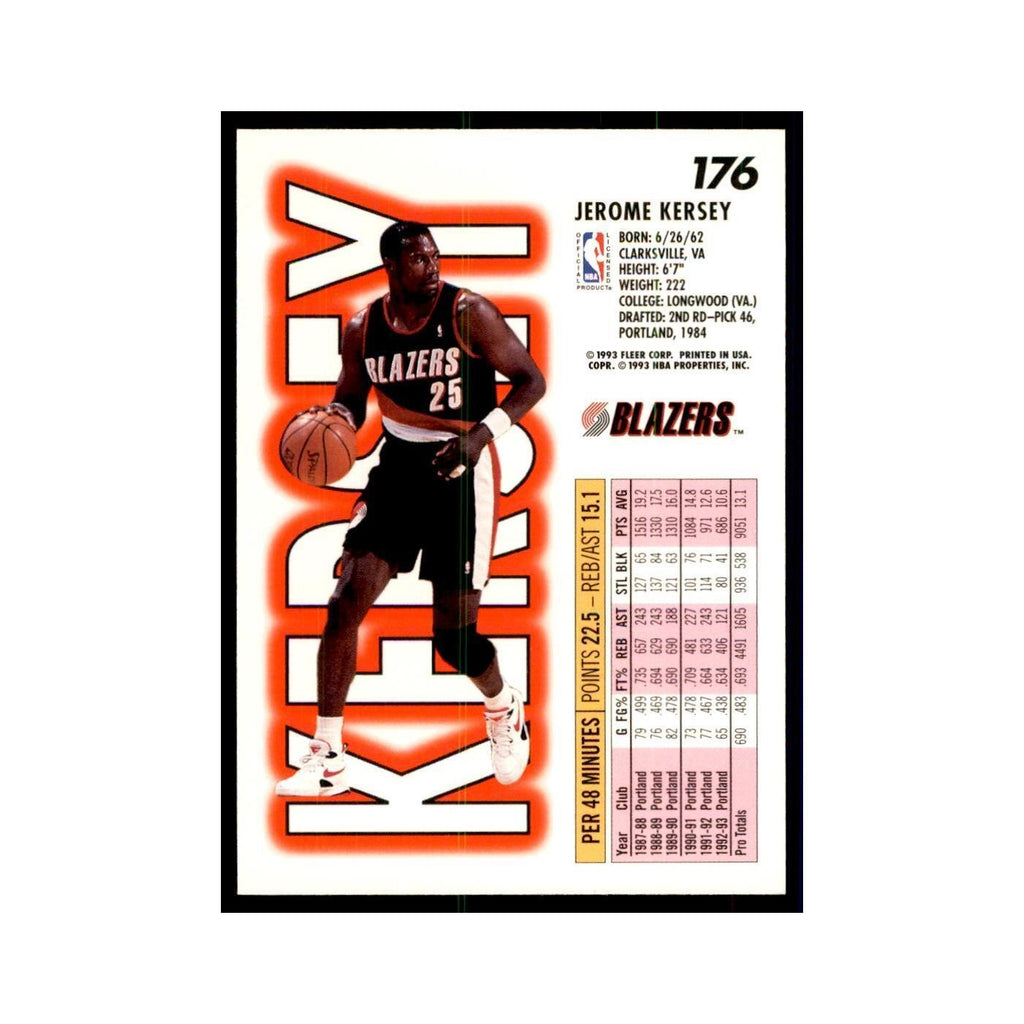 1993 Fleer: Jerome Kersey Basketball Cards #176