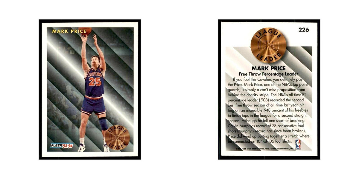1993 Fleer: Mark Price Basketball Cards #226