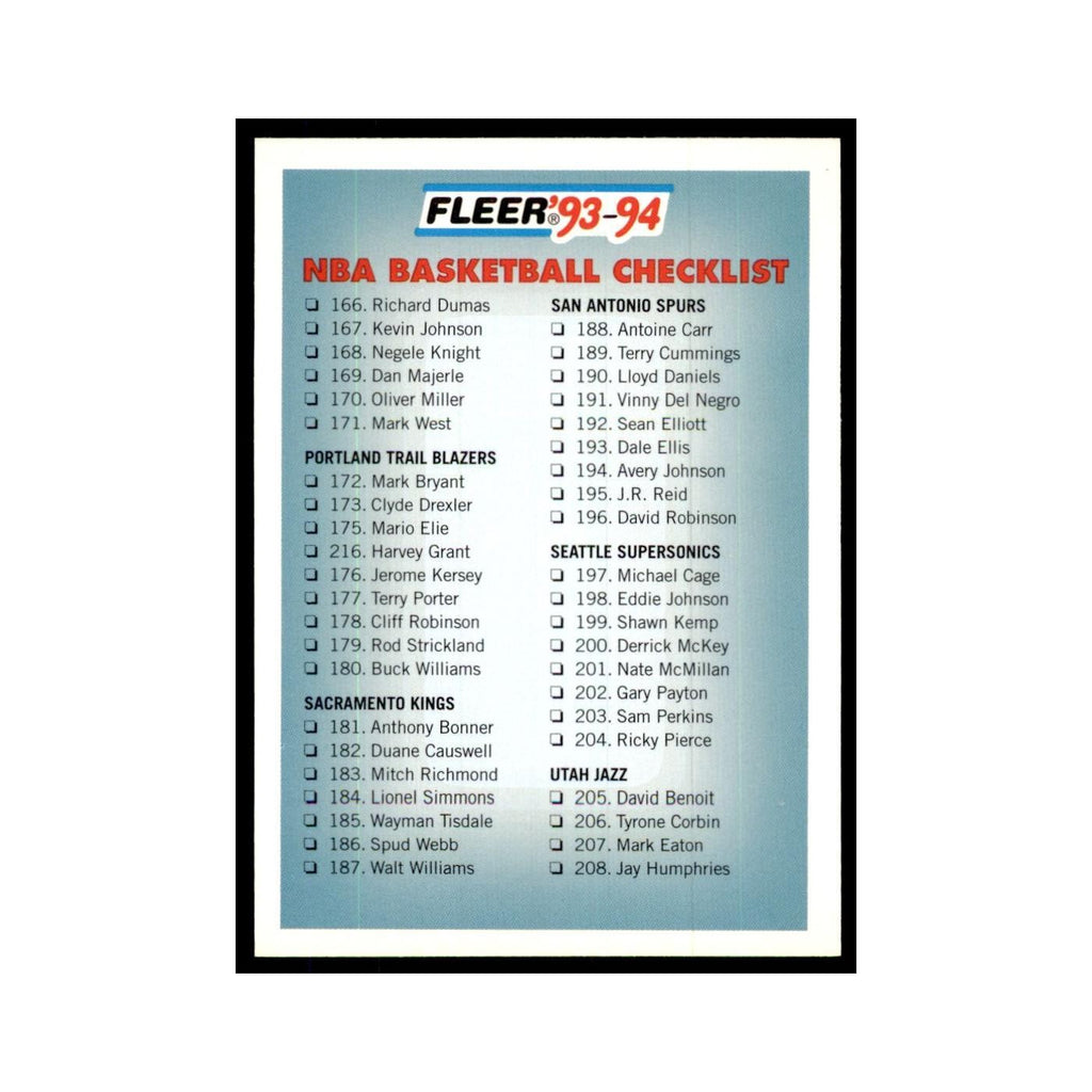 1993 Fleer: Checklist Basketball Cards #240