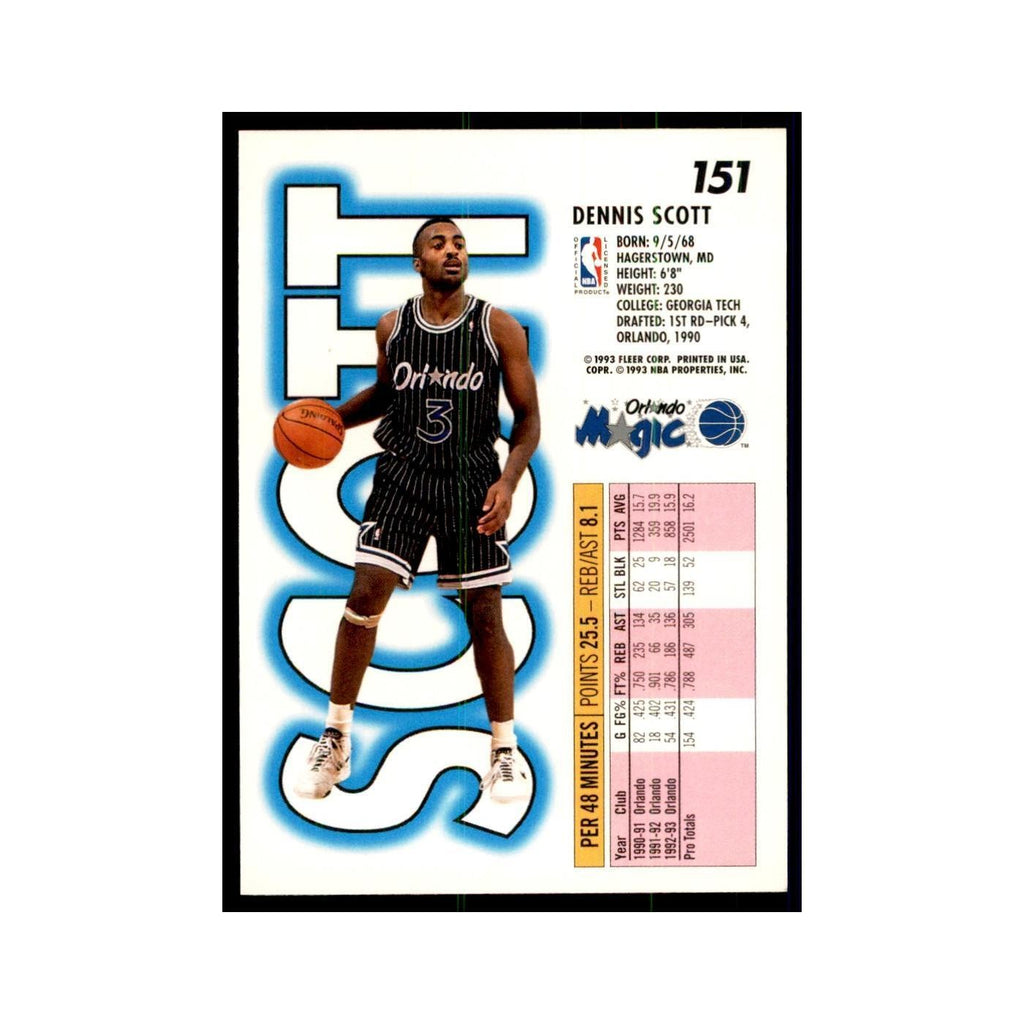 1993 Fleer: Dennis Scott Basketball Cards #151
