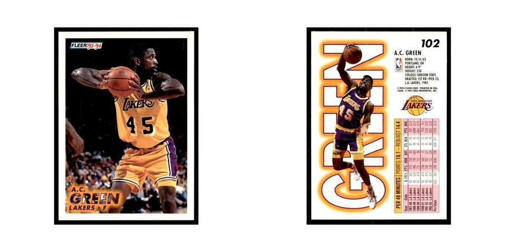 1993 Fleer: A.C. Green Basketball Cards #102