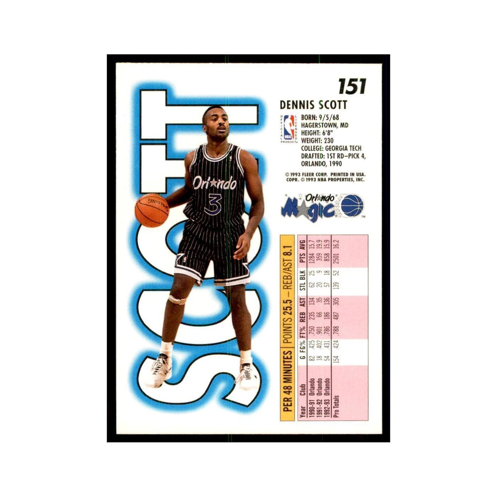 1993 Fleer: Dennis Scott Basketball Cards #151